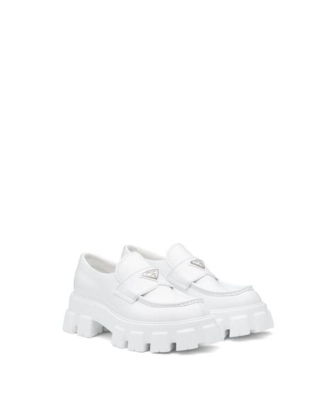 prada white espadrilles loafer|White Brushed Leather Loafers .